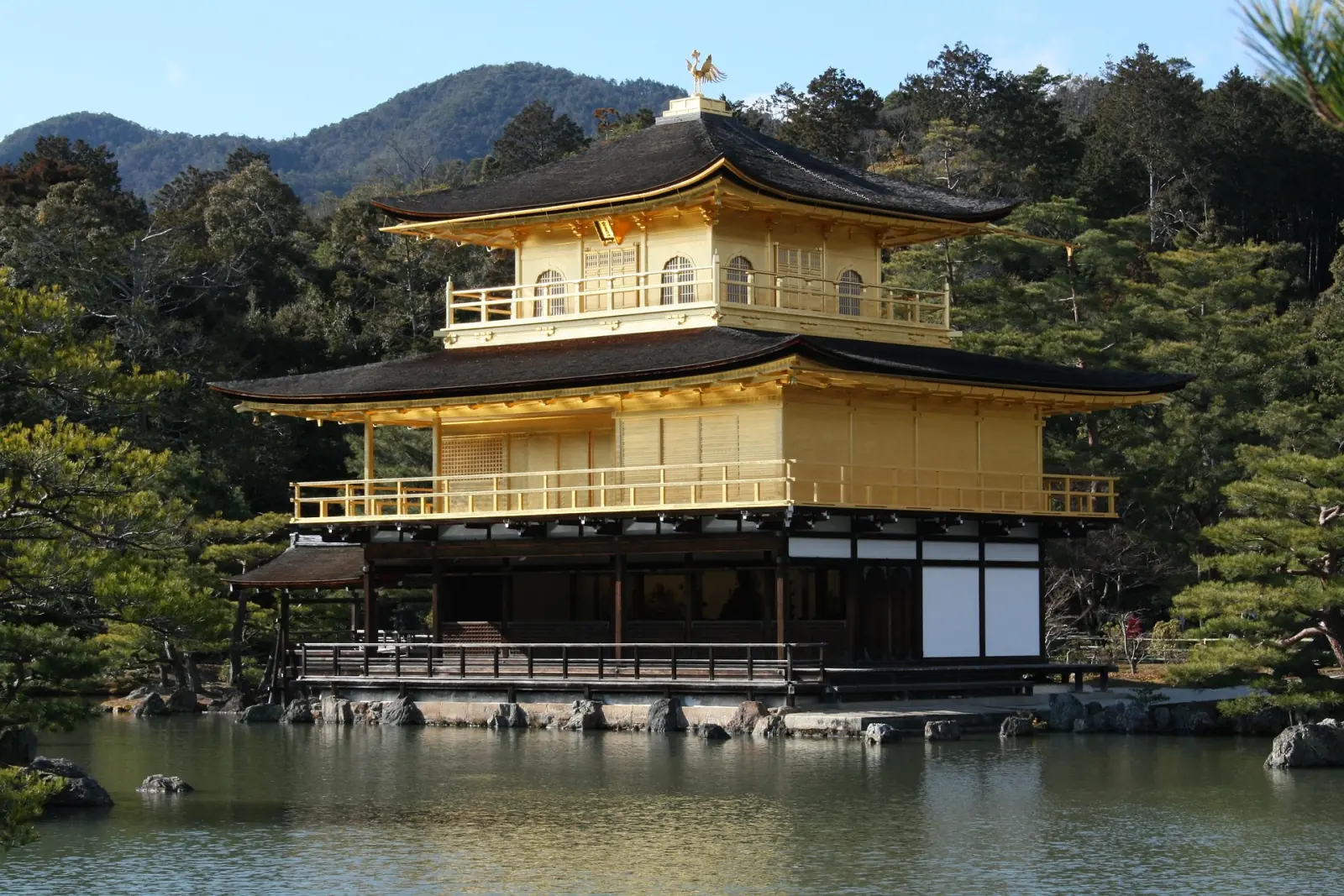 Kinkaku-ji, the Golden Pavilion temple reflecting on a pond in Kyoto, Japan