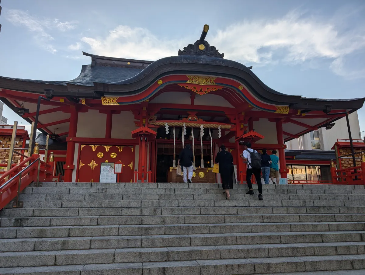 Hanazono Shrine in Shinjuku with its striking red architecture